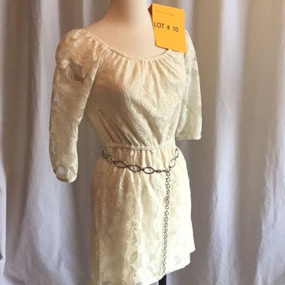 Charlotte Russe Dresses & Skirts - Cream colored dress with lace overlay in size s